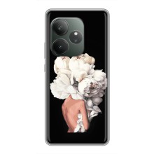 Чехлы (ART) Цветы на Realme GT 6T (VPrint) (Белые цветы)