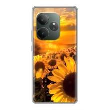 Чехол с Цветами для Realme GT 6T (поле подсолнухов)
