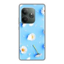 Чехол с Цветами для Realme GT 6T (ромашки на голубом)