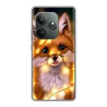 Чехол с Лисичкой для Realme GT 6T – Новогодний лисенок
