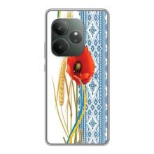 Силиконовый Чехол на Realme GT 6T с картинкой Вышиванки – Вышиванка с цветком