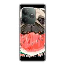 Чехол (ТПУ) Милые собачки для Realme GT 6T – Смешной Мопс