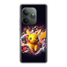 Чехол с Пикачу на Realme GT 6T – Пикачу с мячом