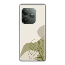 Силиконовый чехол с принтом в цветах на Realme GT 6T – Монстера зелёная