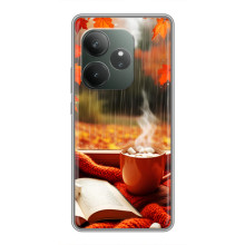 Чохол з унікальним дизайном 'Осінь з кавою' для Realme GT 6T – Кава і дощ
