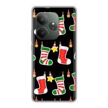 Силиконовый бампер на рождество для Realme GT 6T (Рождественские подарки)