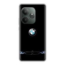 Силиконовый бампер с картинкой машины на Realme GT 6T (Черный BMW)