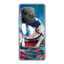 Силиконовый Чехол с принтом "Космонавты" на Realme GT 6T – Космонавт в воде