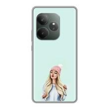 Силіконовый Чохол на Realme GT 6T з картинкой Модных девушек (В шапці)