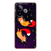 Чехлы с картинкой Лисички для Realme GT 7 (VPrint) – Лисички космонавты