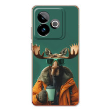 Чохол з принтом стильні тварини для ДжиТи 7 (Лось з кавою)