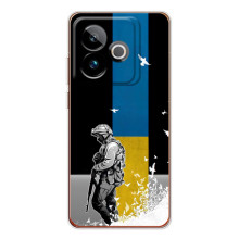 Чехол с украинским воином на Realme GT 7 – Воин с флагом