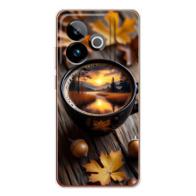 Чехол с уникальным дизайном «Осень с кофе» для Realme GT 7 – Тёмный кофе