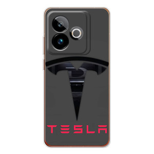 Силіконовий бампер з картинкою машини на Realme GT 7 (Logo TESLA)