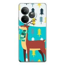 Силиконовый бампер с картинкой животных для Realme GT 7 (Олень с шарфом)