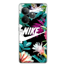 Силіконовый Чохол на Realme GT 7 з картинкою НАЙК (Квітковий Nike)