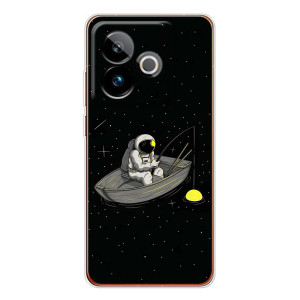 Силиконовый Чехол с принтом "Космонавты" на Realme GT 7 – Космонавт на рыбалке
