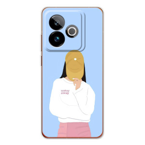 Силиконовый Чехол на Realme GT 7 с картинкой Стильных Девушек – Желтая кепка