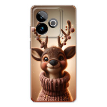 Яркий чехол для Realme GT 7 с Зимними Оленятами – Олень в свитере
