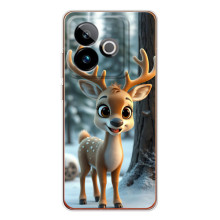 Яркий чехол для Realme GT 7 с Зимними Оленятами – Оленёнок в лесу