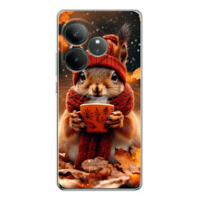 Печатный чехол «Зверята с кофе» для Realme GT 7 – Белка с кофе