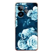 Чехлы (ART) Цветы на Realme GT 7Pro (VPrint) (Голубые Бутоны)