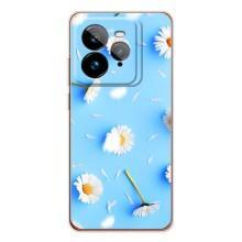 Чехол с Цветами для Realme GT 7Pro (ромашки на голубом)