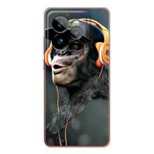 Чехол с Обезьянами Realme GT 7Pro - (AlphaPrint) (В наушниках)