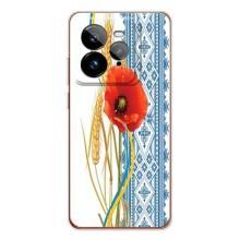 Силиконовый Чехол на Realme GT 7Pro с картинкой Вышиванки (Вышиванка с цветком)