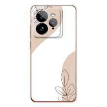 Силиконовый чехол с принтом в цветах на Realme GT 7Pro – Нюдовый дизайн