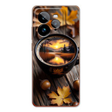 Чехол с уникальным дизайном «Осень с кофе» для Realme GT 7Pro – Тёмный кофе