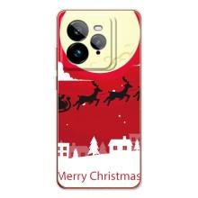 Рождественские Чехлы для Realme GT 7Pro (VPrint) (Санта с оленями)
