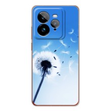 Силіконовий Чохол з кульбабками на Realme GT 7Pro – Кульбабка на блакитному