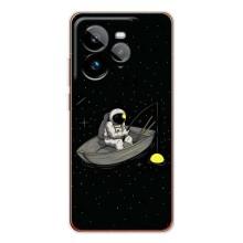 Силиконовый Чехол с принтом "Космонавты" на Realme GT 7Pro – Космонавт на рыбалке
