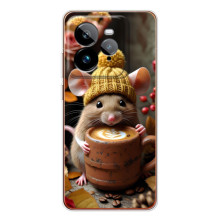 Печатный чехол «Зверята с кофе» для Realme GT 7Pro – Медведь с кофе