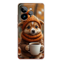 Печатный чехол «Зверята с кофе» для Realme GT 7Pro – Песик с кофе