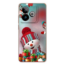 Чехлы на Новый Год Realme GT 7T (Снеговик в шапке)