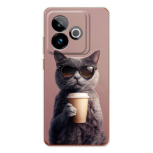 Чехол с принтом стильные животные для ДжиТи 7Т (Кот с кофе)