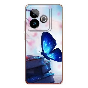 Силиконовый бампер с картинкой животных для Realme GT 7T (Бабочка синяя)