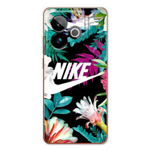 Силиконовый Чехол на Realme GT 7T с картинкой Nike (Цветочный Nike)