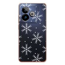 Зимні Чохли для ДжіТі 7Т - прозорий фон (Білі сніжинки)