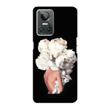 Чехлы (ART) Цветы на Realme GT Neo 3 (VPrint) (Белые цветы)