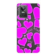Чехлы для любимой на РеалМі ГТ Нео 3 (VPrint) (Pink hearts)