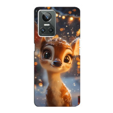 Яркий чехол для Realme GT Neo 3 с Зимними Оленятами – Оленёнок среди гирлянд