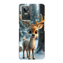 Яркий чехол для Realme GT Neo 3 с Зимними Оленятами – Оленёнок в лесу