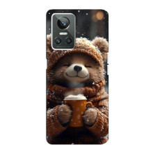 Друкований чохол 'Звірята з кавою' для Realme GT Neo 3 – Мішка з кавою