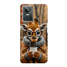 Друкований чохол 'Звірята з кавою' для Realme GT Neo 3 – Жираф з кавою
