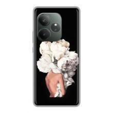 Чехлы (ART) Цветы на Realme GT Neo 6 SE (VPrint) (Белые цветы)