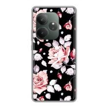 Чехлы с Цветами для Realme GT Neo 6 SE (VPrint) (Цветочки на черном)