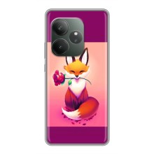 Чехлы с картинкой Лисички для Realme GT Neo 6 SE (VPrint) (Лисичка с розочкой)